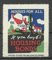 ENGLAND Great Britain Housing Bonds Vignette Advertising Propaganda Stamp MNH - Werbemarken, Vignetten