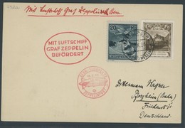 ZULEITUNGSPOST 93 BRIEF, Liechtenstein: 1930, Schweizfahrt, Abgabe Bern, Prachtkarte - Zeppeline