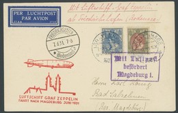 ZULEITUNGSPOST 109 BRIEF, Niederlande: 1931, Landungsfahrt Nach Magdeburg, Prachtkarte - Zeppelins