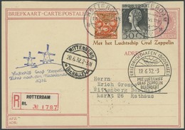 ZULEITUNGSPOST 165B BRIEF, Niederlande: 1932, Fahrt In Die Niederlande, Auflieferung Rotterdam, Einschreibkarte, Pracht, - Zeppelins