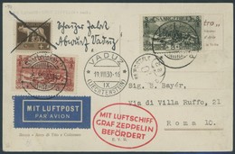 ZULEITUNGSPOST 79 BRIEF, Saargebiet: 1930, Fahrt Nach Vaduz, Bildseitig Mit Saarmarken Und Zusätzlich 5 C. Italienmarke  - Zeppelins