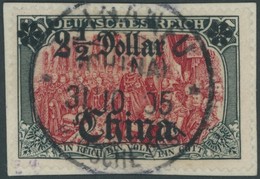 DP CHINA 37 BrfStk, 1905, 21/2 D. Auf 5 M., Ohne Wz., Zentrischer Stempel TSINANFU, Prachtbriefstück, Signiert, Mi. (380 - China (offices)