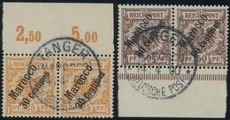 DP IN MAROKKO 5a,6 Paar O, 1899, 30 C. Auf 25 Pf. Gelblichorange Und 60 C. Auf 50 Pf. Steiler Aufdruck, Je Im Waagerecht - Deutsche Post In Marokko