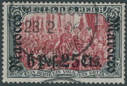 DP IN MAROKKO 33 O, 1905, 6 P. 25 C. Auf 5 M., Ohne Wz., Pracht, Gepr. Pfenninger, Mi. 260.- - Deutsche Post In Marokko