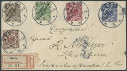 DSWA 5-8,10 BRIEF, 1898, 3 - 20 Und 50 Pf. Krone/Adler Auf Einschreibbrief (Einfeldt Nr. 2) Von SEELS Nach Hamburg, Fein - África Del Sudoeste Alemana