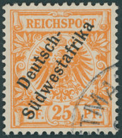 DSWA 9a O, 1899, 25 Pf. Gelblichorange, Eckstempel, Pracht, Mi. 500.- - África Del Sudoeste Alemana