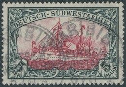 DSWA 23 O, 1901, 5 M. Grünschwarz/bräunlichkarmin, Ohne Wz., Pracht, Mi. 200.- - Deutsch-Südwestafrika