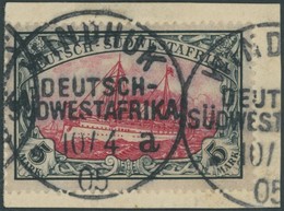 DSWA 23 BrfStk, 1901, 5 M. Grünschwarz/bräunlichkarmin, Ohne Wz., Prachtbriefstück, Signiert, Mi. 200.- - Deutsch-Südwestafrika