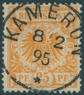 KAMERUN V 49 O, 1895, 25 Pf. Orange, Idealer Zentrischer Stempel KAMERUN, Kabinett - Camerún