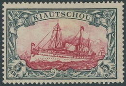 KIAUTSCHOU 17 *, 1901, 5 M. Grünschwarz/bräunlichkarmin, Falzreste, Pracht, Gepr. Bothe, Mi. 280.- - Kiauchau