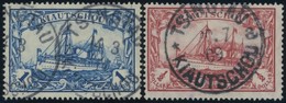 KIAUTSCHOU 34/5IA O, 1907, 1/2 $ Dunkelkarminrot Und 1 S. Schwärzlichblau, Mit Wz., Friedensdruck, 2 Prachtwerte, Mi. 18 - Kiautchou