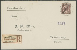 MARSHALL-INSELN 12 BRIEF, 1901, 50 Pf. Lebhaftrötlichbraun Auf Einschreibbrief (Einfeldt Nr. 5) Von JALUIT Nach Nürnberg - Marshall Islands