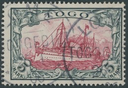 TOGO 19 O, 1900, 5 M. Grünschwarz/bräunlichkarmin, Ohne Wz., Stempel LOME, Pracht, Gepr. Eibenstein, Mi. 600.- - Togo