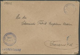 FELDPOST I.WK 1916, Blauer Briefstempel LUFTSCHIFFHAFEN JÜTERBOG Auf Doppelt Verwendeter Heeressache, Feinst - Gebraucht