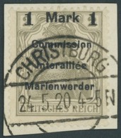 MARIENWERDER 22AIH BrfStk, 1920, 1 M. Auf 2 Pf. Gelbgrau, Type AIH, Prachtbriefstück, Gepr. Dr. Klein, Mi. 150.- - Sonstige & Ohne Zuordnung