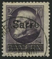 SAARGEBIET 28b O, 1920, 2 M. Schwarzgrauviolett Bayern-Sarre, Kleiner Zahnfehler Sonst Pracht, Gepr. Braun, Mi. 170.- - Sonstige & Ohne Zuordnung