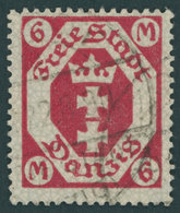 FREIE STADT DANZIG 109b O, 1922, 6 M. Rotkarmin, Pracht, Gepr. Infla, Mi. 200.- - Other & Unclassified