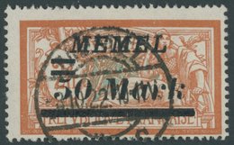MEMELGEBIET 97 O, 1922, 50 M. Auf 2 Fr. Rötlichorange/hellgrünlichblau, Pracht, Gepr. Huylmans, Mi. 60.- - Memelgebiet 1923