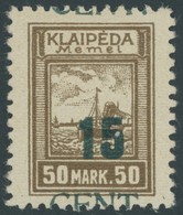 MEMELGEBIET 234IV **, 1923, 15 C. Auf 50 M. Dunkelockerbraun, Aufdruck Ohne Annullierungsstriche, Postfrisch, Pracht, R! - Memelgebiet 1923