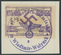 UKRAINE 12 BrfStk, 1944, 6 Pf. Wladimir-Wolynsk, Prachtbriefstück, Gepr. Zirath, Mi. 150.- - Besetzungen 1938-45