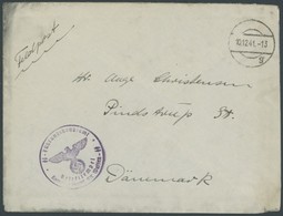 FELDPOST II. WK BELEGE 1941, SS Lazarett Berlin-Lichtenfelde, Feldpostbrief Mit Violetten Adlerstempel SS Führungshaupta - Besetzungen 1938-45