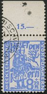 MECKLENBURG-VORPOMMERN 27a O, 1945, 8 Pf. Hellultramarin Kinderhilfe, Oberrandstück, Pracht, Gepr. Kramp - Sonstige & Ohne Zuordnung