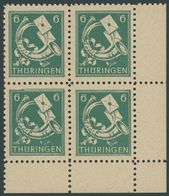 THÜRINGEN 95AXbs VB **, 1945, 6 Pf. Schwärzlichbläulichgrün, Vollgummierung, Hellchromgelbes Papier, Hochglanzgummierung - Other & Unclassified