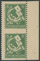 THÜRINGEN 95AYdz1Uw **, 1945, 6 Pf. Schwärzlichopalgrün, Spargummierung, Dickes Papier, Steigende Papierstreifung, Im Se - Other & Unclassified