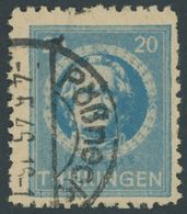 THÜRINGEN 98AXp1 O, 1945, 20 Pf. Preußischblau, Gezähnt, Vollgummierung, Dickes Papier, Steigende Papierstreifung, üblic - Other & Unclassified