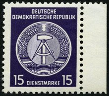 DIENSTMARKEN A D 21IIXII **, 1954, 15 Pf. Schwarzgrauviolett, Type II, Wz. XII, Rechtes Randstück, Pracht, Gepr. Jahn, M - Sonstige & Ohne Zuordnung