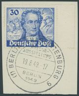 BERLIN 63I BrfStk, 1949, 30 Pf. Goethe Mit Abart Farbpunkt Links Neben J Von J.W. V. Goethe, Mit Sonderstempel, Pracht,  - Sonstige & Ohne Zuordnung