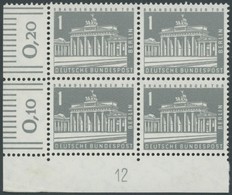 BERLIN 140yDZ **, 1957, 1 Pf. Brandenburger Tor Mit Druckereizeichen, Untere Linke Ecke Leicht Gestaucht Sonst Pracht - Other & Unclassified