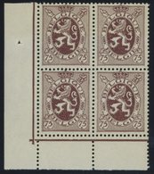 BELGIEN 324 VB **, 1932, 75 C. Rotbraun Im Unteren Linken Eckrandviererblock, Postfrisch, Pracht, Mi. 160.- - Sonstige & Ohne Zuordnung