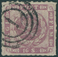 DÄNEMARK 10 O, 1863, 16 S. Rotlila, Nummernstempel 1, Pracht, Gepr. U.a. Bühler, Mi. 540.- - Used Stamps