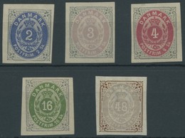 DÄNEMARK 16-18,20/1U (*), 1871, 2 - 4 S., 16 Und 48 S., Normaler Rahmen, Ungezähnt Mit Wz. Y, Ohne Gummi, 5 Prachtwerte, - Gebraucht