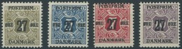 DÄNEMARK 84-88X **, 1918, 27 Ø Auf 1 Ø - 27 Ø Auf 10 Ø., Wz. Krone, Postfrisch, 4 Prachtwerte, Gepr. Dr. Debo - Gebraucht