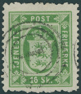 DIENSTMARKEN D 3B O, 1871, 16 S. Grün, Gezähnt L 121/2, Nummernstempel 1, Pracht, Gepr. Grønlund, Mi. 350.- - Dienstmarken