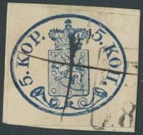 FINNLAND 1I BRIEF, 1856, 5 K. Blau, Kleine Perlen, R2 Und Federkreuz, Allseits Breitrandig, Prachtbriefstück, Gepr. Pfen - Other & Unclassified