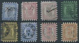 FINNLAND 3-10 O, 1860-66, 8 Werte Komplett Mit Fast Allen Zungen, Prachtlot - Other & Unclassified