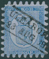 FINNLAND 3B O, 1865, 5 K. Blau Auf Graublau, R2 ULEABORG, Alle Zungen, Kabinett, Mi. 400.- - Other & Unclassified