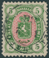 FINNLAND 25b O, 1887, 5 M. Gelbgrün/rot, Pracht, Gepr. Pfenninger, Mi. 400.- - Other & Unclassified