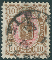 FINNLAND 26b O, 1887, 10 M. Gelbbraun/rot, Feinst, Fotobefund Kaiser, Mi. 650.- - Sonstige & Ohne Zuordnung