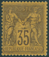 FRANKREICH 75b **, 1877, 35 C. Schwarzviolett Auf Orange, Postfrisch, Pracht, Gepr. Pfenninger - Sonstige & Ohne Zuordnung