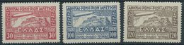 GRIECHENLAND 352-54 **, 1933, Graf Zeppelin, Prachtsatz, Mi. 380.- - Other & Unclassified