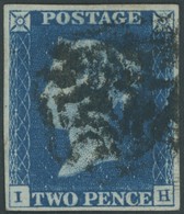 GROSSBRITANNIEN 2 O, 1840, 2 P. Blau IH Mit Schwarzem Malteserkreuz, Pracht - Sonstige & Ohne Zuordnung