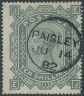 GROSSBRITANNIEN 49 O, 1878, 10 Sh. Dunkelgrüngrau EJ, Wz.7, K1 PAISLEY, Minimale Zahnmängel Sonst Pracht, Gepr. Pröschol - Sonstige & Ohne Zuordnung