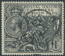 GROSSBRITANNIEN 174 O, 1929, 1 £ Schwarz Weltpostkongress, Pracht, Mi. 700.- - Sonstige & Ohne Zuordnung