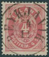 ISLAND 3A O, 1873, 4 Sk. Karmin, Gezähnt K 14:131/2, Idealer Zentrischer K1 REYKJAVIK, Kabinett, Mi. (950.-) - Sonstige & Ohne Zuordnung