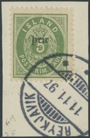 ISLAND 19II BrfStk, 1897, Prir Auf 5 A. Grün, Kleiner Aufdruck, (Facit 36), Kabinettbriefstück, Mi. (450.-) - Autres & Non Classés
