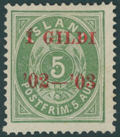 ISLAND 26A *, 1902, 5 A. Grün, Gezähnt 14:131/2, Falzrest, Pracht, R!, Gepr. Dr. Dubo, Mi. 2000.- - Sonstige & Ohne Zuordnung